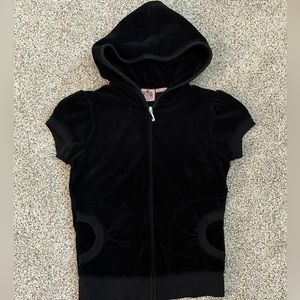 Size Small, Black Juicy Couture short sleeve hoodie.
